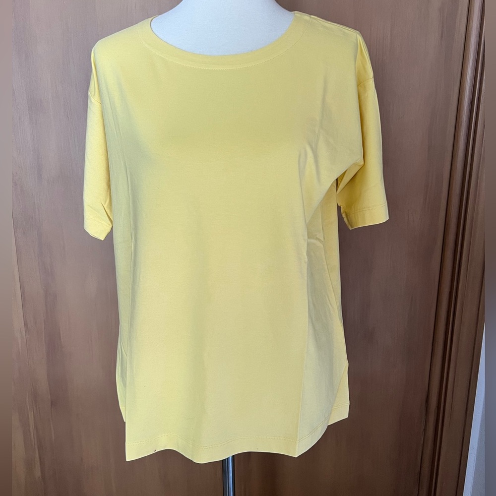 J. Jill luxe supima elbow-sleeve tee, small, yellow (nectar), NWT